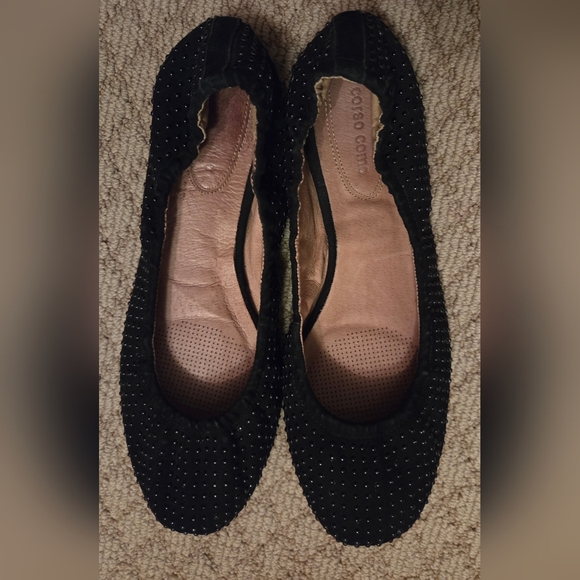Corso Como Shoes - Corso Como Black Studded Ballet Flats | Size 9.5 (Fits Like 9)